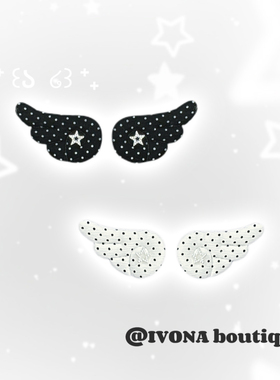 IVONA【小波点】原创手作甜酷辣妹烫钻波点翅膀星星发夹边夹发饰