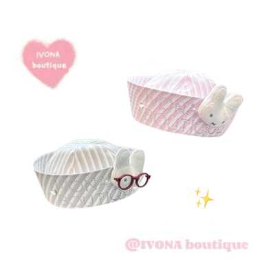 IVONA【萌神级别^】汪苏泷同款！原创Y2k千禧风烫钻Miffy水手帽