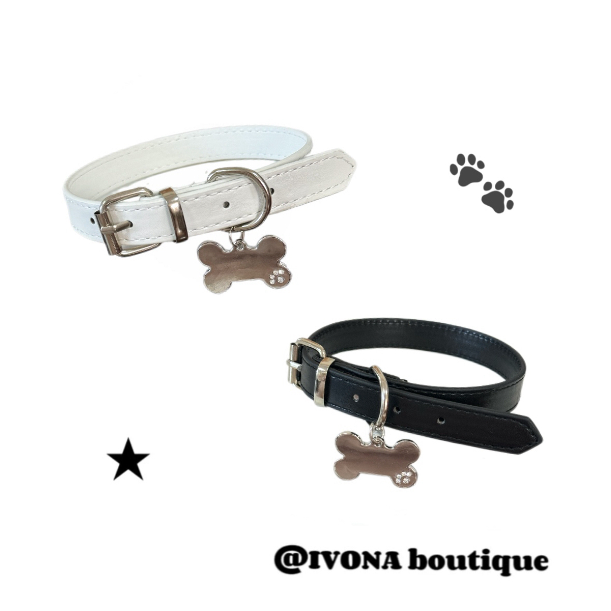 IVONA【辣妹穿搭】原创手作爪印骨头吊坠y2k颈链高级感皮革锁骨链