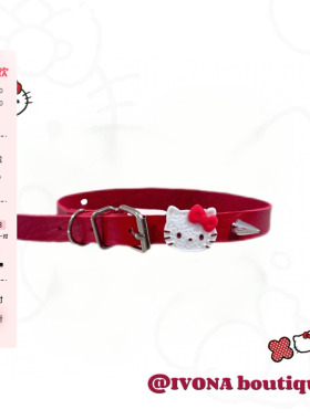 IVONA【Kitty辣妹】原创小众设计可爱红色铆钉新年y2k项圈chocker