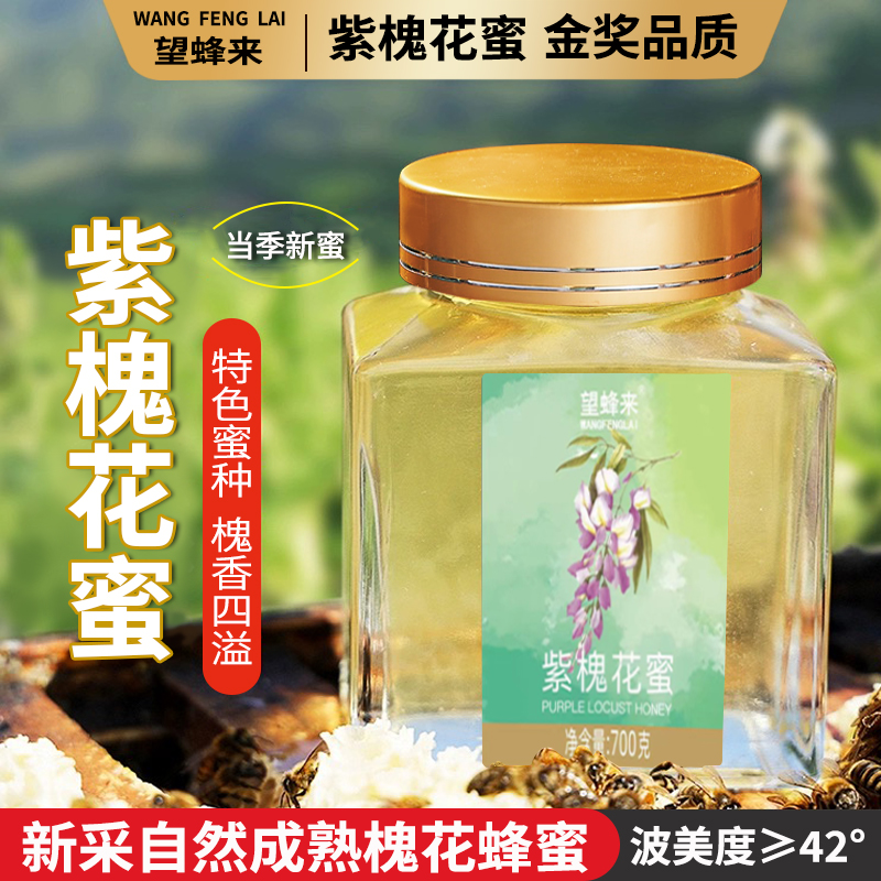 蜂蜜 纯正农家深山紫槐花蜜正品原蜜正宗成熟无添加玻璃瓶 水白蜜