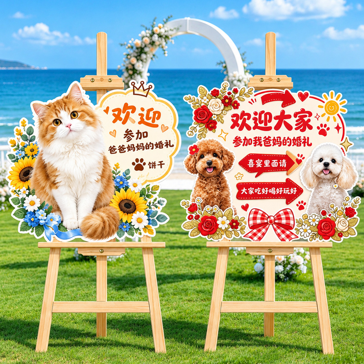 小红书网红婚礼同款宠物kt板