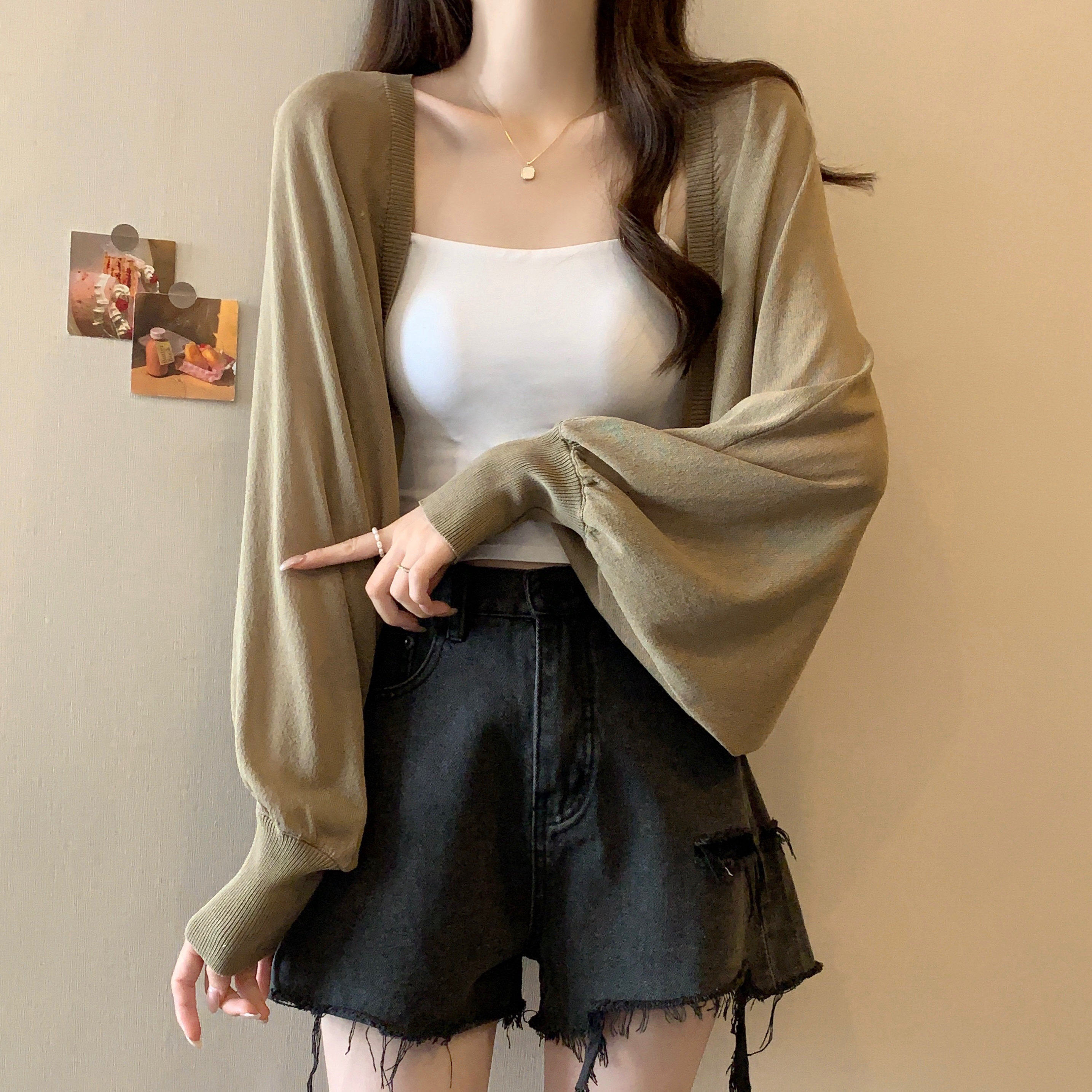 实拍大码春夏法式蝙蝠袖防晒开衫宽松型胖mm遮手臂披肩外搭罩衫,女装/女士精品,大码内搭,淘宝优惠券,粉丝福利购,淘宝优惠卷