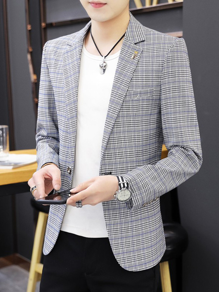 潮牌西服男士春秋季2025年新款休闲修身上衣条纹韩版帅气西装外套