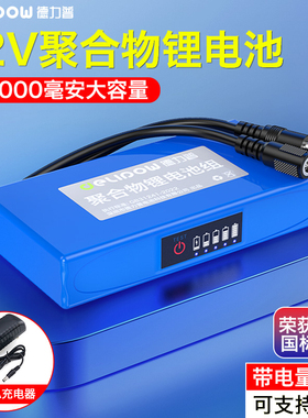 3C认证]德力普12v锂电池聚合物移动电源防蜂服大容量可充led灯24v