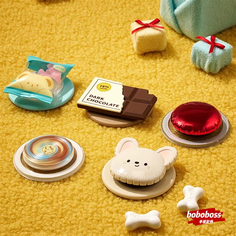 泡泡卡通西高地/软糖手机支架气囊伸缩防摔磁吸啪嗒折叠桌面固定