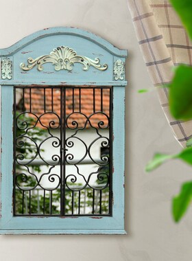 欧式田园假窗户复古壁饰装饰墙面装饰做旧风美式乡村壁挂假窗墙饰