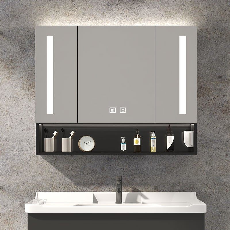 黑色不锈钢浴室镜柜挂墙式卫生间单独带灯除雾收纳带灯镜箱子定制,家装主材,浴室镜柜,淘宝优惠券,粉丝福利购,淘宝优惠卷