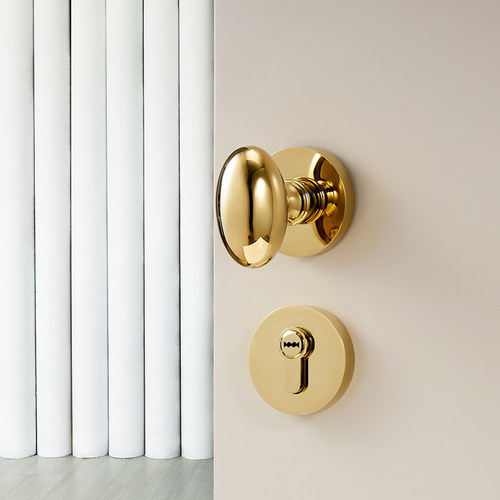 简约椭球形分体锁室内卧室房间实木门锁卫生间门锁具隐形门锁金色