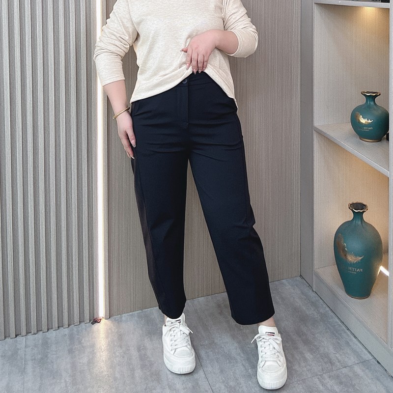 春秋新款大码女装哈伦九分西装裤女胖mm高腰显瘦百搭时尚休闲裤子
