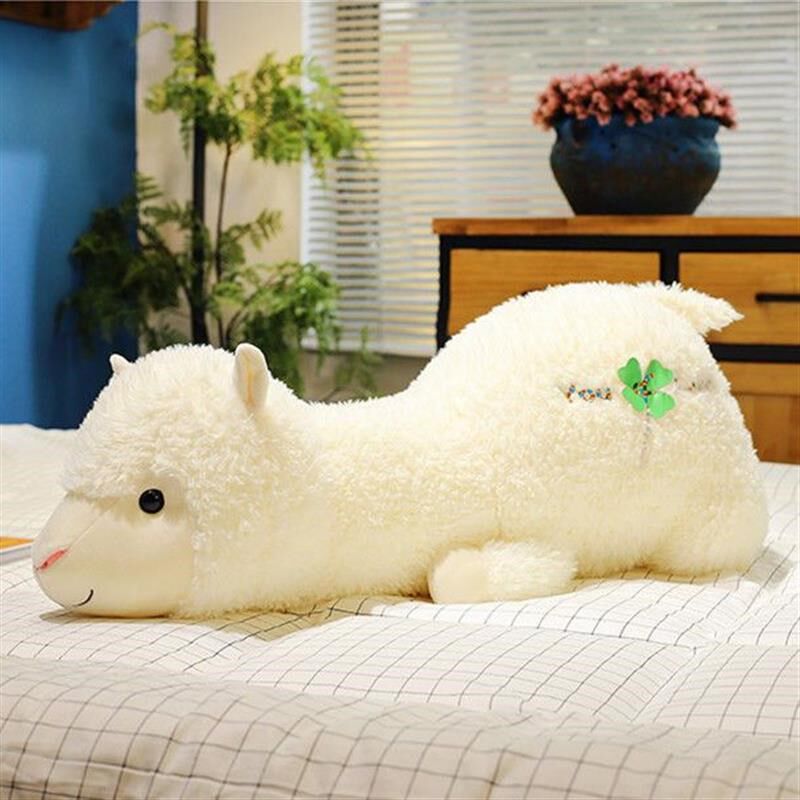 趴版羊驼公仔毛绒玩具可爱小羊抱C枕床上睡觉夹腿长条枕女生日礼