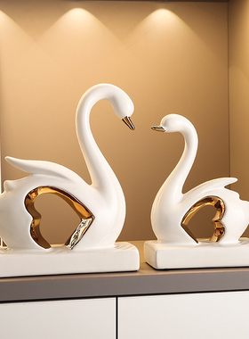 现代轻奢天鹅书档摆件家居客厅酒柜电视柜装饰品玄W关办公室摆设