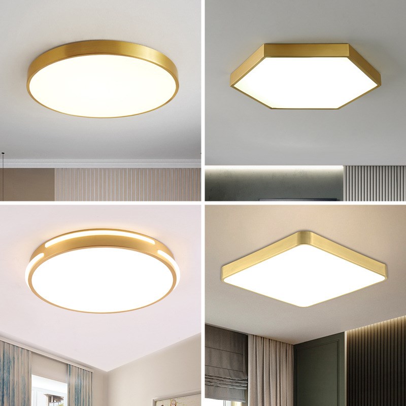 美式全铜吸顶灯大气奢华卧室灯简欧阳台灯温馨浪漫leWd走廊过道灯