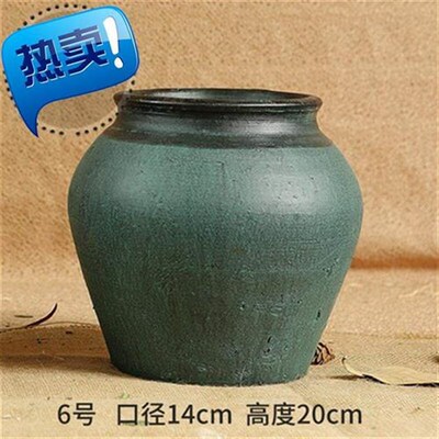 [粗陶陶罐花瓶花器多co肉花盆88复古土陶透气干花做旧土罐瓦罐坛子]