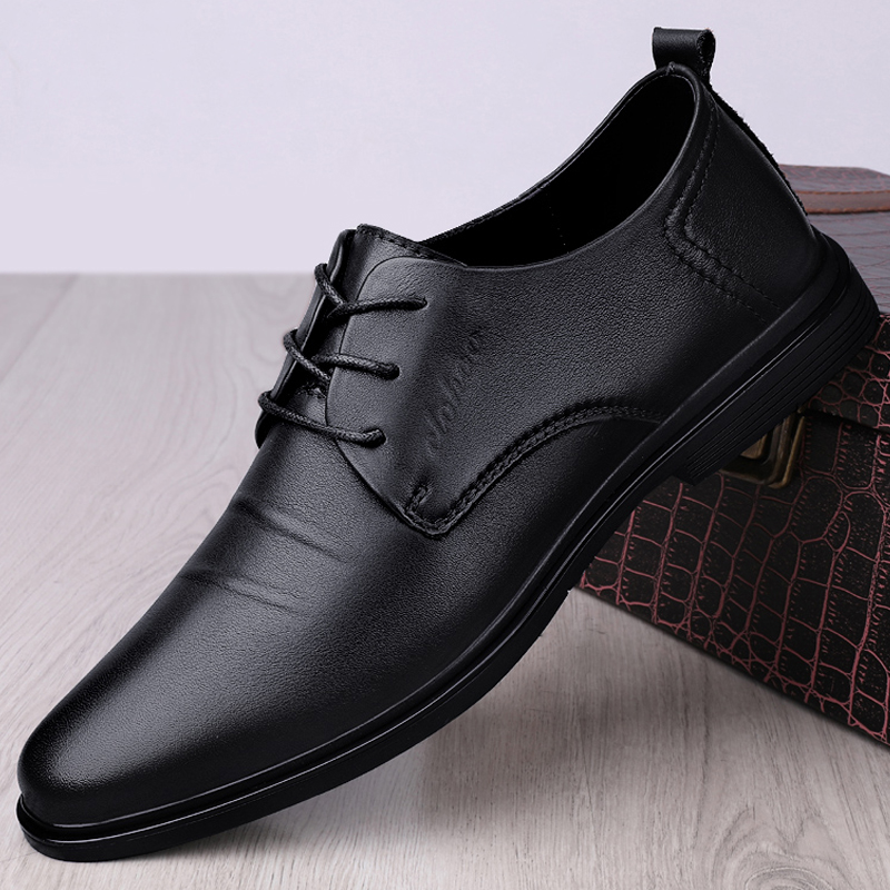 皮鞋男新款商务正装真皮休闲夏季透气男士英伦韩版尖头新郎结婚鞋