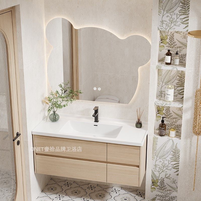 全铝蜂窝铝陶瓷一体盆浴室柜组合原木风防水洗漱台洗脸洗手池定制,家装主材,浴室柜组合,淘宝优惠券,粉丝福利购,淘宝优惠卷