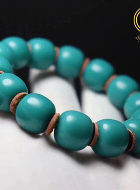 雪巴琉璃果冻料松石绿老型单圈手串佛珠手捻男女饰品佩戴文玩配饰