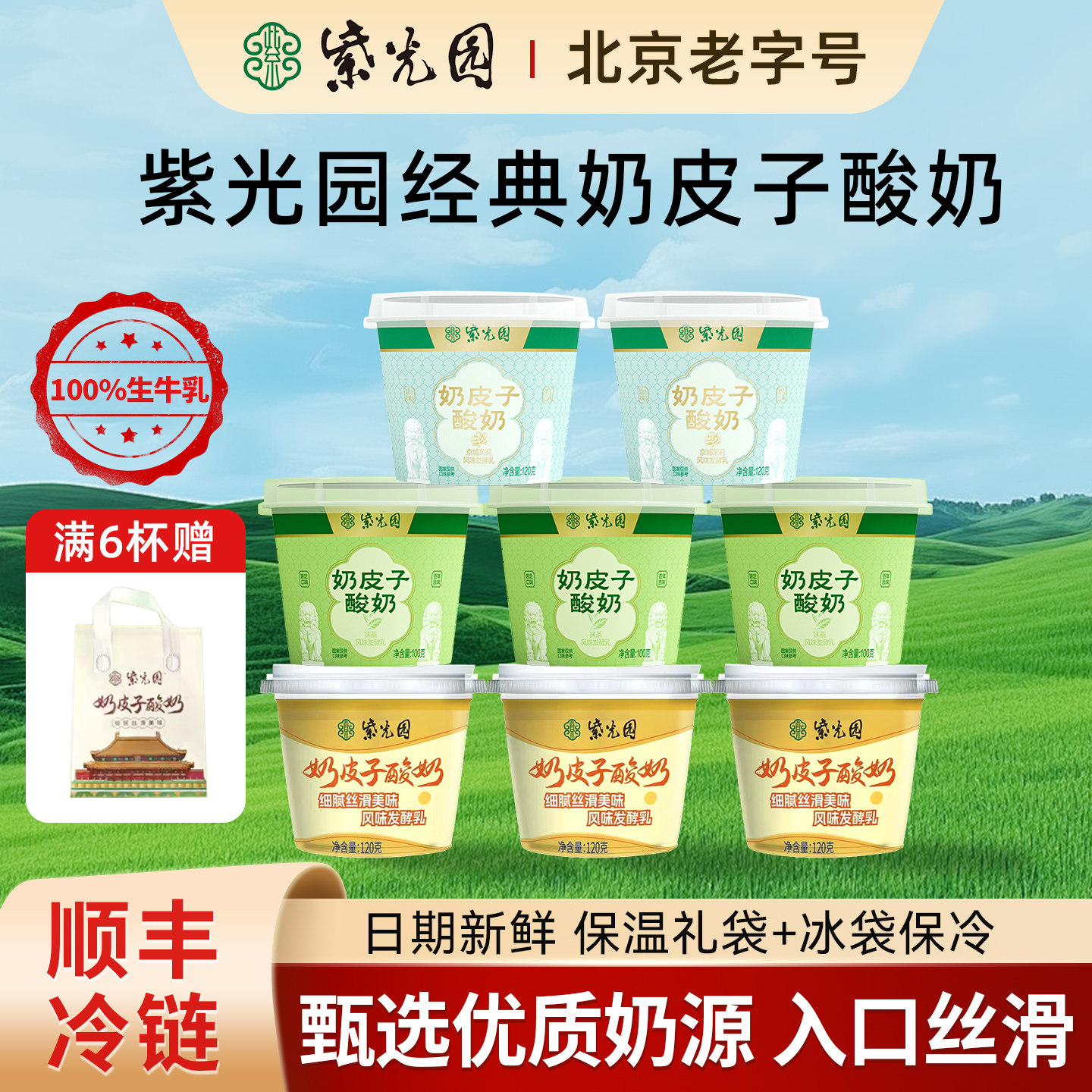 紫光园奶皮子酸奶网红酸奶原味美食老北京特产网红小吃顺丰冷运