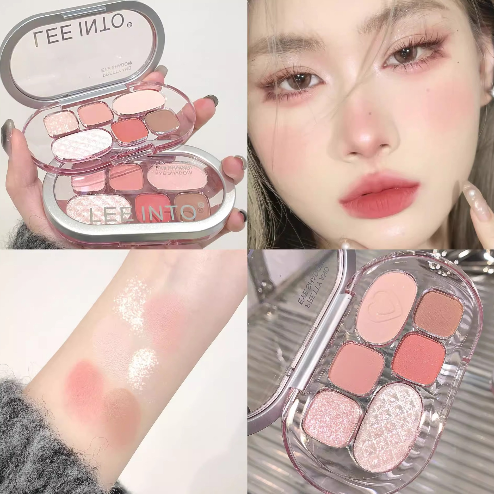 氛围拉满六色眼影盘持妆显色珠光哑光细闪低饱和元气少女LEEINTO