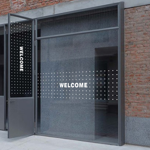 圆点白色办公室腰线玻璃门定制