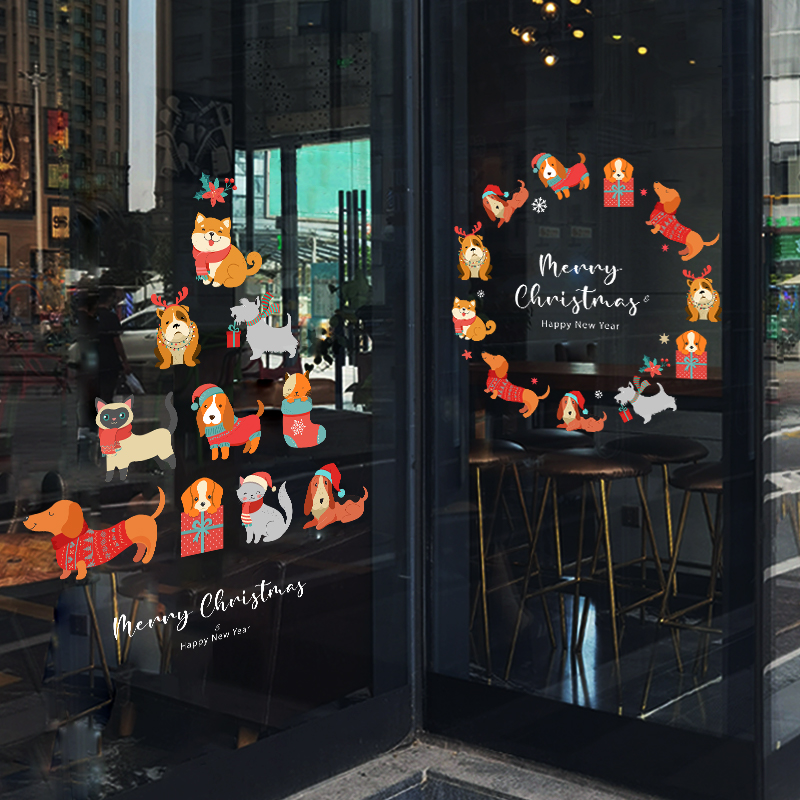 宠物店圣诞树创意气氛场景贴纸