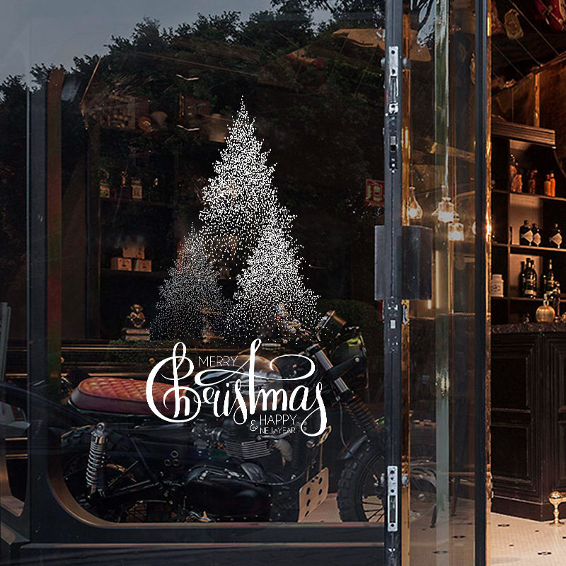 圣诞节玻璃贴纸装饰布置服装店