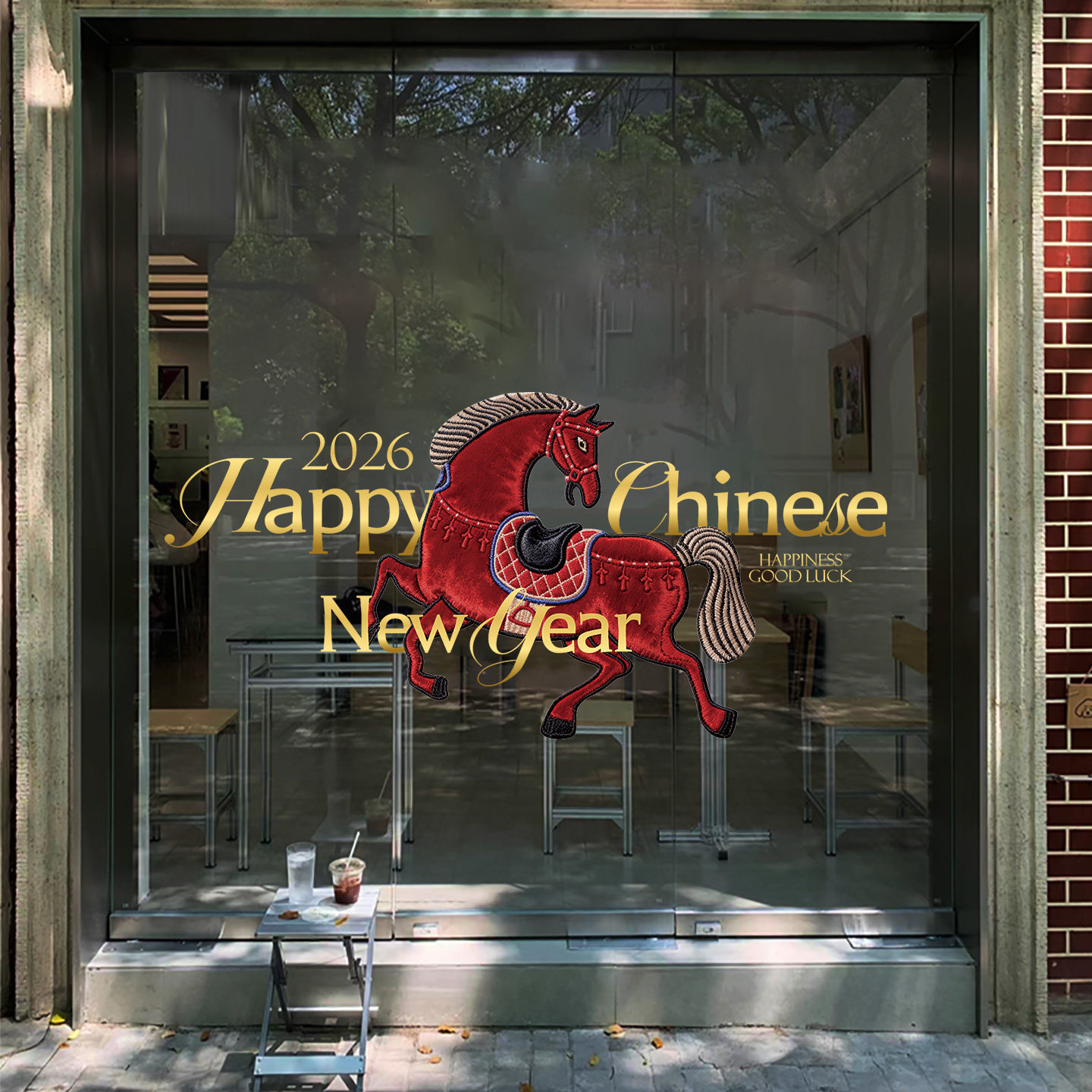 2026马年布艺窗花贴装饰静电贴