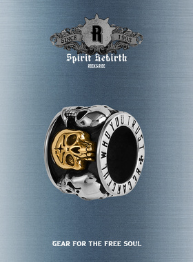 [天猫限定]ROCKRIDE 重生转运骷髅吊坠 纯银配珠男款银饰925项链