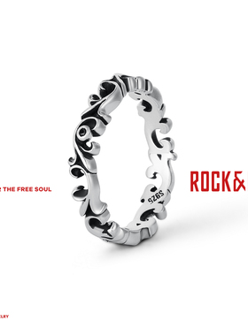 [新年礼物]ROCKRIDE 花蔓围绕戒指 925纯银男女复古设计潮流尾戒