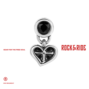 ROCKRIDE 黑晶十字桃心耳坠 925纯银耳环耳饰男女士