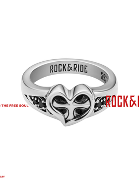 ROCKRIDE 倾心花语戒指 925纯银男生女生礼物情侣桃心