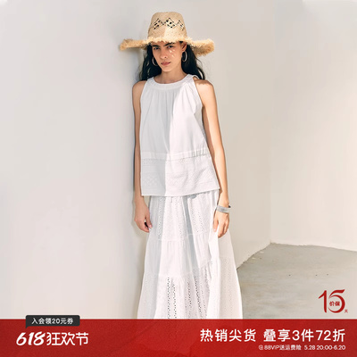 自巧小个子度假镂空上衣半身裙套装女2025新款韩系夏日穿搭一整套