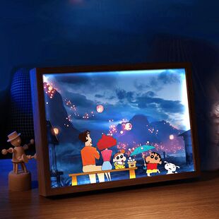 饰画桌搭礼物摆件礼物送朋友 灯光画小夜灯客厅卧室装 蜡笔小新