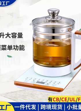 110V美规养生壶玻璃花茶壶 多种功能煮茶器电水壶煎药壶