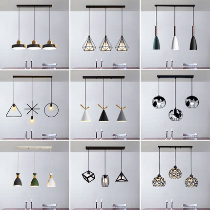 led长条灯餐厅吊灯创意三头现代简约饭厅餐桌吧台灯家用中山灯具