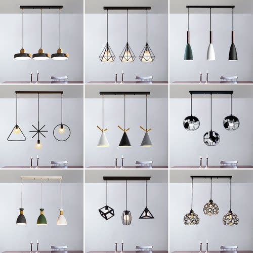 灯饰餐厅吊灯led工业三头具网