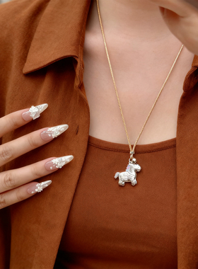 小马珐琅彩卡通实心项链