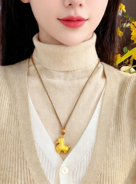 古法马上有钱花小马流苏项链复古小众高级感2025新爆款潮轻奢精致