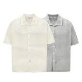 开衫 Erole新贵老钱风复古针织短袖 衬衫 镂空