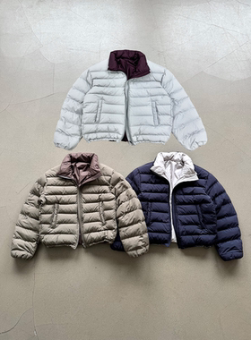 Erole 三星Downplus安心90纯白鸭绒格纹轻量化双面穿排骨羽绒服