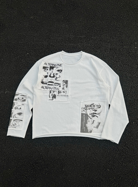 Erole 26SS 恨意凝视 260g精梳雪花棉针织贴布绣印花长袖