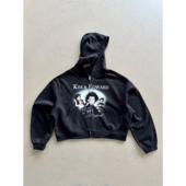 印花拉链帽衫 Erole 剪刀手爱德华 破坏做旧数码 不可能 真爱