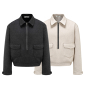 Erole冬季 重磅鱼骨纹半拉链boxy立体剪裁夹克廓形cleanfit外套