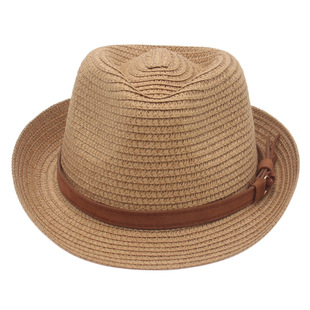 草帽小礼帽皮带配饰小爵士帽短檐草编绅士男欧美风特里比帽trilby