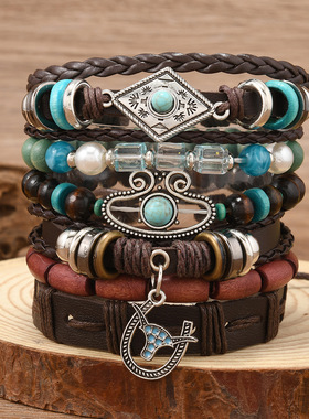 欧美牛仔风手链牛头马蹄造型