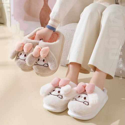 2024新款毛绒包头保暖秋冬季室内家居可爱玉桂狗男卡通少女心棉拖