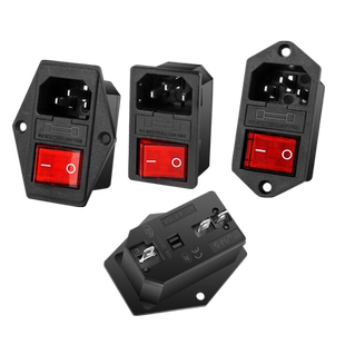 汇君一体式10A品字电源插座三合一带灯开关保险丝公座三插三脚