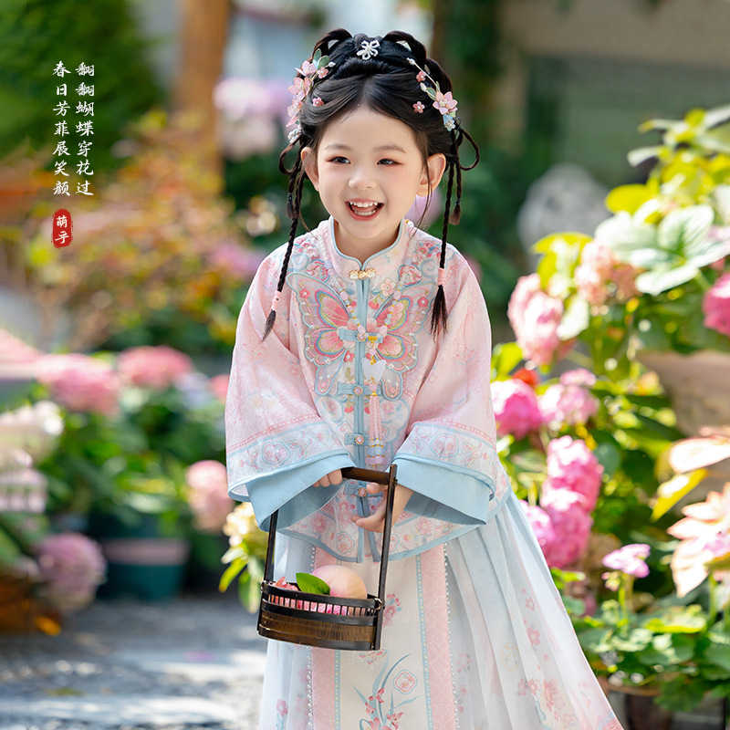 汉服女童2025春秋款儿童古风新中式超仙明制马面裙套装女孩格格