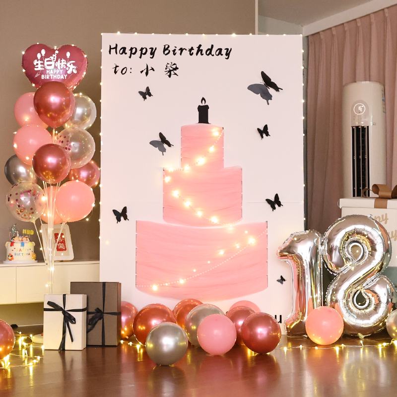 生日布置场景装饰背景墙18岁男生女孩成年礼拍照打卡氛围布置kt板