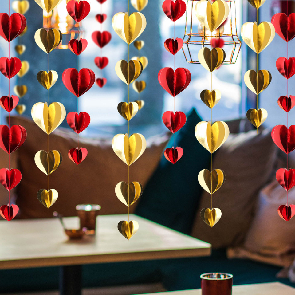 纸爱心吊坠3d立体心形挂饰婚礼布置橱窗吊饰商场派对生日庆典装饰